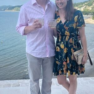 Teal flower wrap dress